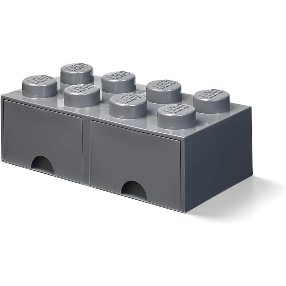 LEGO Stackable Storage Brick with 2 Drawers and 8 Knobs, Dark Grey